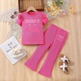 thumbnail image 2 of Karoyedx Teen Girl Outfits Tween Girls Clothes Short Sleeve Graphic T-Shirt Top + Pants 2 Piece Outfit Set Hot Pink Size,5-6 Years, 2 of 7