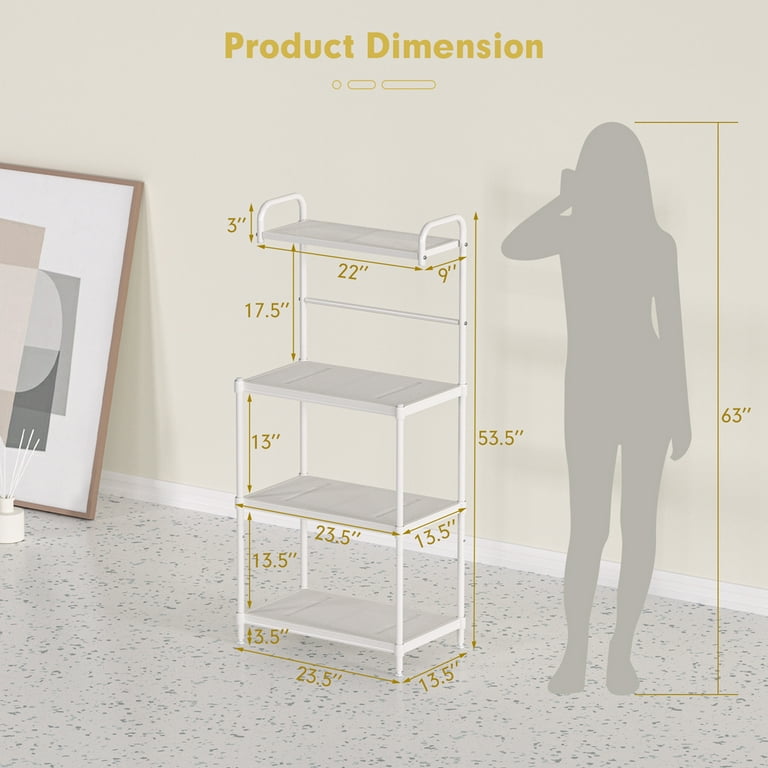 Costway 4 Tier Baker s Rack Microwave Oven Rack Shelves Kitchen Storage Organizer Iron White