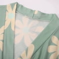 thumbnail image 4 of Womens Robe Soft Knit Knee Length with Belt Cozy Bathrobe Floral Print V Neck Green L, 4 of 4