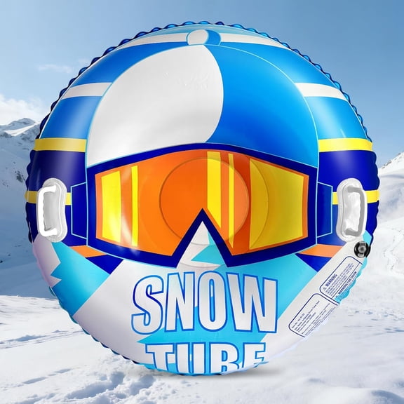 SNOW TUBE 47 Inch PVC Inflatable Snow Sled for Kids and Adults with Thickened Hard Bottom and Handles Winter Outdoor Sledding Toy