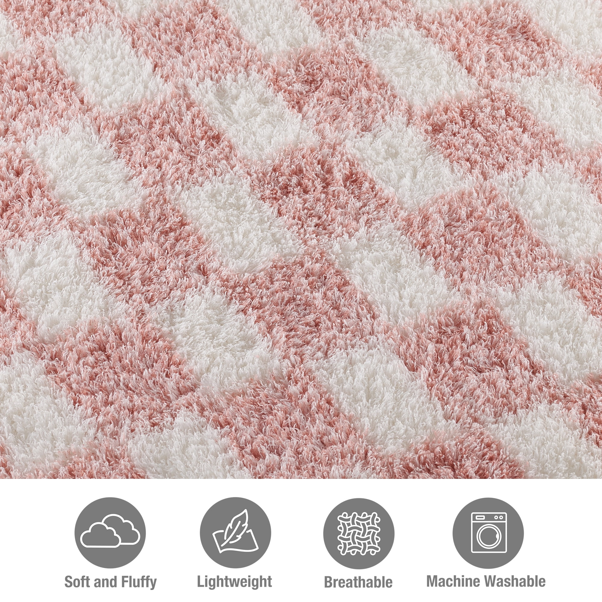 CBCHome Checkered Chenille Furry Throw Blanket – Soft Plush Cozy Dorm Room Essential, for Sofa and Bed, Graduation Gift for Her and Teens (Dusty Pink, 50"x60")