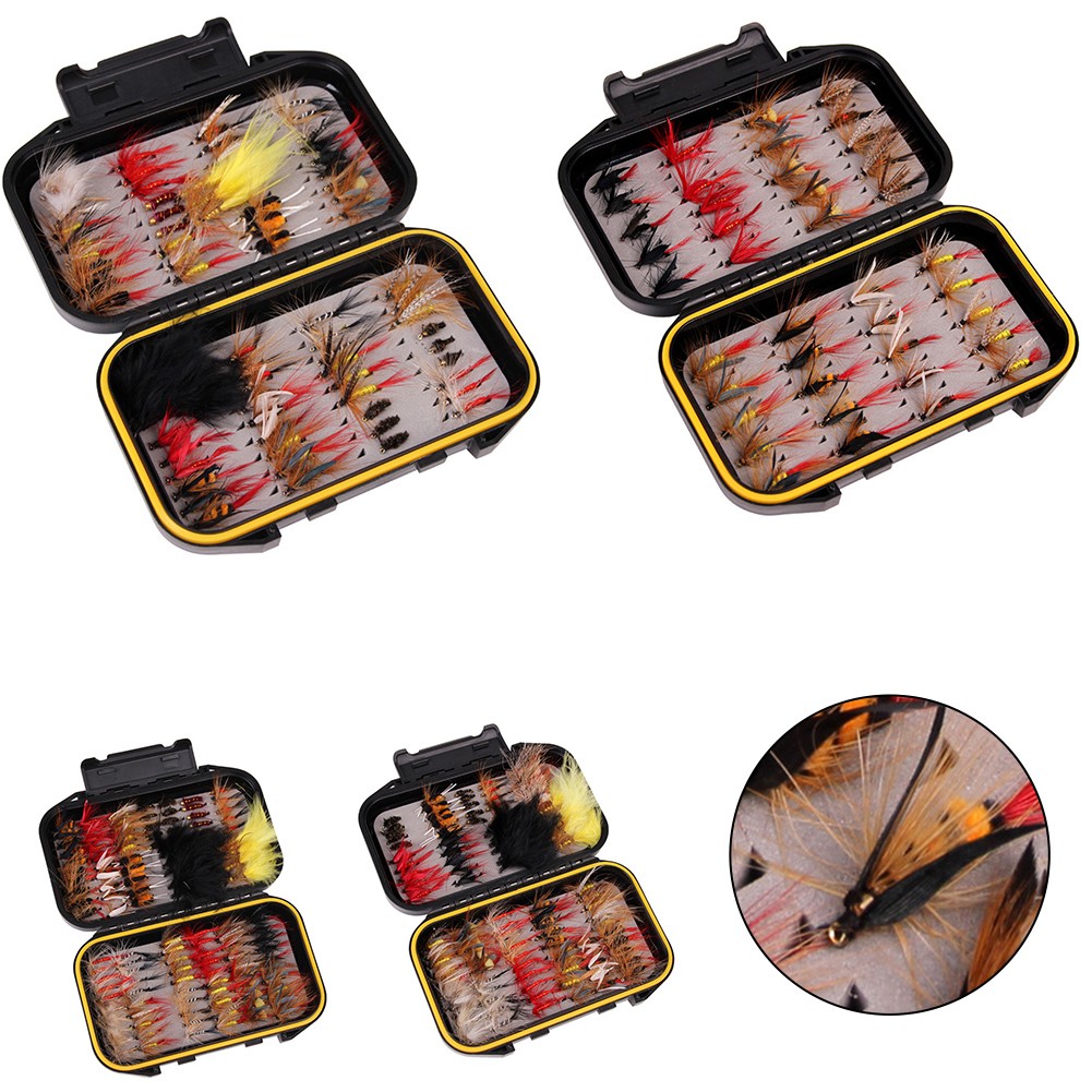 Sportact Fishing Baits,Fishing Accessories,Fishing Equipment,Fly Fishing Hook Trout Bass Fishing Bait 40pcs/72pcs/100pcs/120pcs Dry/Wet Flie