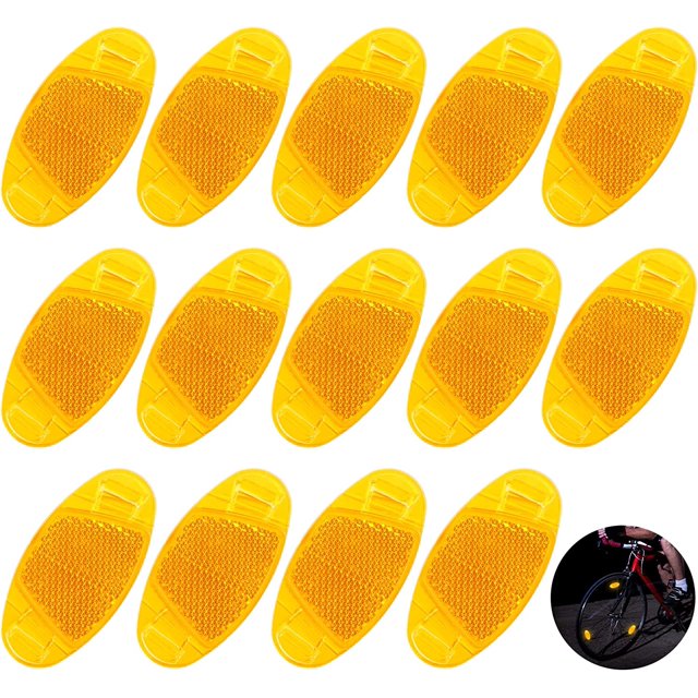 SURJDE 15 Pcs Réflecteur de Vélo Réflecteur de Rayons de Vélo Réflecteur de Roue de Vélo Rayons Réfléchissants Orange Réflecteur d'Avertissement de Vélo Réflecteur de Sécurité Nocturne pour Vélo