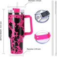thumbnail image 4 of 40 oz tumbler with handle and straw, leakproof tumbler with a Lid and Straw stainless steel Vacuum insulated Tumbler Travel Coffee Mug (Pink Cow), 4 of 6