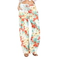 thumbnail image 1 of Women's Casual Pants High Waist Straight Leg Comfortable Pants With Drawstring Floral Print For Daily Wear Vacation Spring Summer Fall Womens plus Size Pants Casual Work Womens Striped Pants Casual, 1 of 5