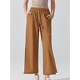 thumbnail image 4 of jinghuiyue Womens Yoga Pants Casual High Waist Wide Leg Elastic Drawstring Capri Palazzo Lounge Trousers with Pockets S, 4 of 7