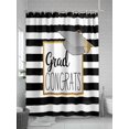 thumbnail image 5 of Fsddascl Graduation Trencher Cap Shower Curtain Set - Standard 72" x 72" Washable Curtain with 12 Hooks, Farmhouse White Black Horizontal Stripes Waterproof Fabric Shower Curtains for Bathroom, 5 of 6