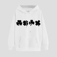 thumbnail image 2 of VBTAPA Womens St. Patrick's Day Clover Print Hoodie Trendy Casual Long Sleeve Drawstring Hooded Sweatshirt Irish Shamrock Pullover Tops White S, 2 of 5
