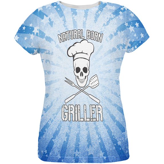 Natural Born Griller Blue All Over Womens T Shirt