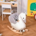 thumbnail image 6 of Qaba Rocking Horse,Kids Ride On Horse Swan Rocker with Sound,Plush Seat,Wooden Base,Safety Belt,For Toddlers 18-36 Months,White,White Plush Toys Kids Bikes Riding Toys, 6 of 8