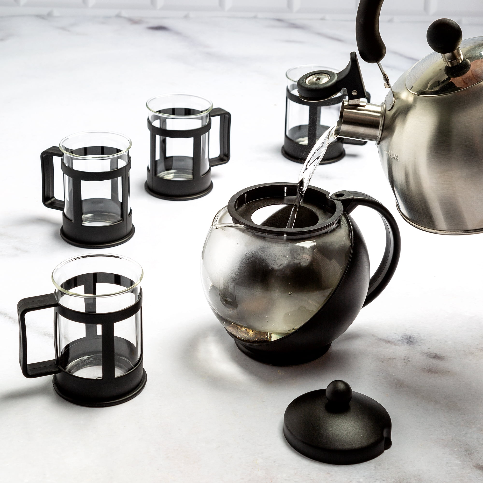Primula Half Moon Teapot with Removable Infuser, Glass Tea Maker – Utah  Utopia Tea