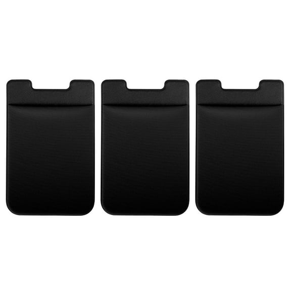 ITSELFER 3pcs Creative Phone Pouch Ultra-Slim Self Adhesive Holder Cell Phone Back Patch Pocket (Black)