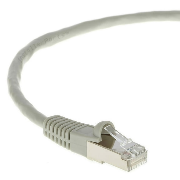 InstallerParts (5 Pack) Ethernet Cable CAT5E Cable Shielded (FTP) Booted 7 FT - Gray - Professional Series - 1Gigabit/Sec Network / Internet Cable, 350MHZ