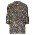 thumbnail image 5 of V Neck 3/4 Sleeve Tops for Women Plus Size Fashion Sequin Printed Tunic T Shirts Party Glittery Spring Blouses(Multicolor,XXL), 5 of 5