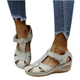thumbnail image 4 of BinBiL Wedge Sandals for Women Dressy: Summer Low Wedges Comfortable Open Toe Sandals Gray 9(42), 4 of 9