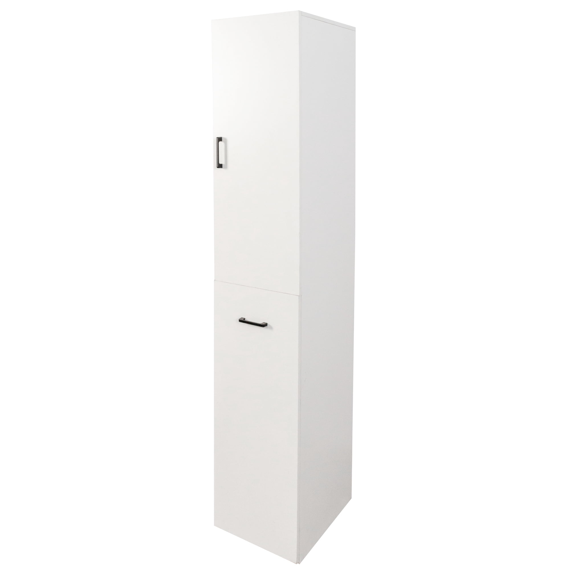 Kitchen Pantry Tall Cabinet Freestanding with 1 Door 3-Tier Pull-Out Storage Shelf, White