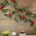 thumbnail image 1 of Enredaderas de rosas artificiales, enredaderas de flores, accesorio de fotografía, hojas de imitación colgantes florales para mesa de jardín, centro Rojo perfecl Guirnalda de flores, 1 of 8