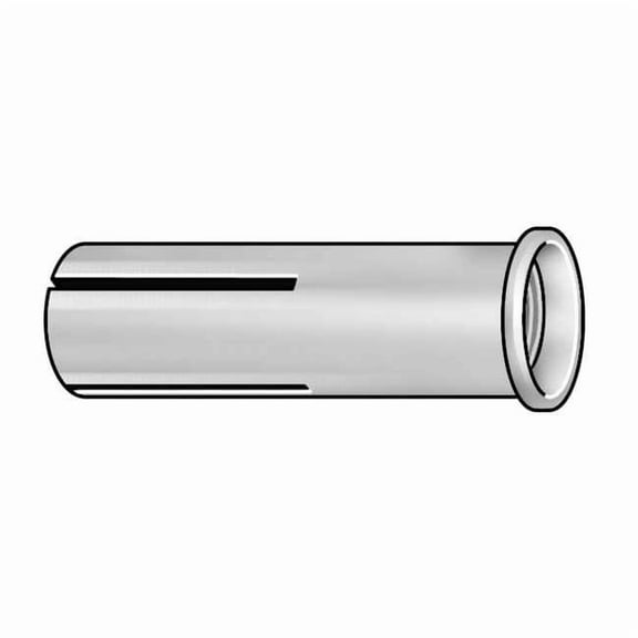 Multi-Set II Flanged Coil Thread Anchor, 1-1/4" Dia, 3-3/16" L, Steel Zinc Plated, 25 PK