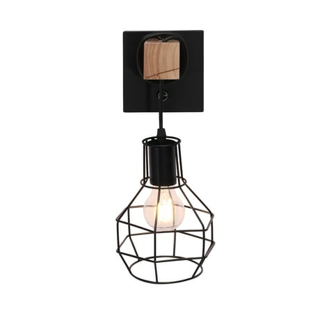 

Retro Style Wall Lamp Wire Cage Wall Sconce with Dimmable Knob E27 Base Metal Wall Light for Living Room Bedroom Restaurant