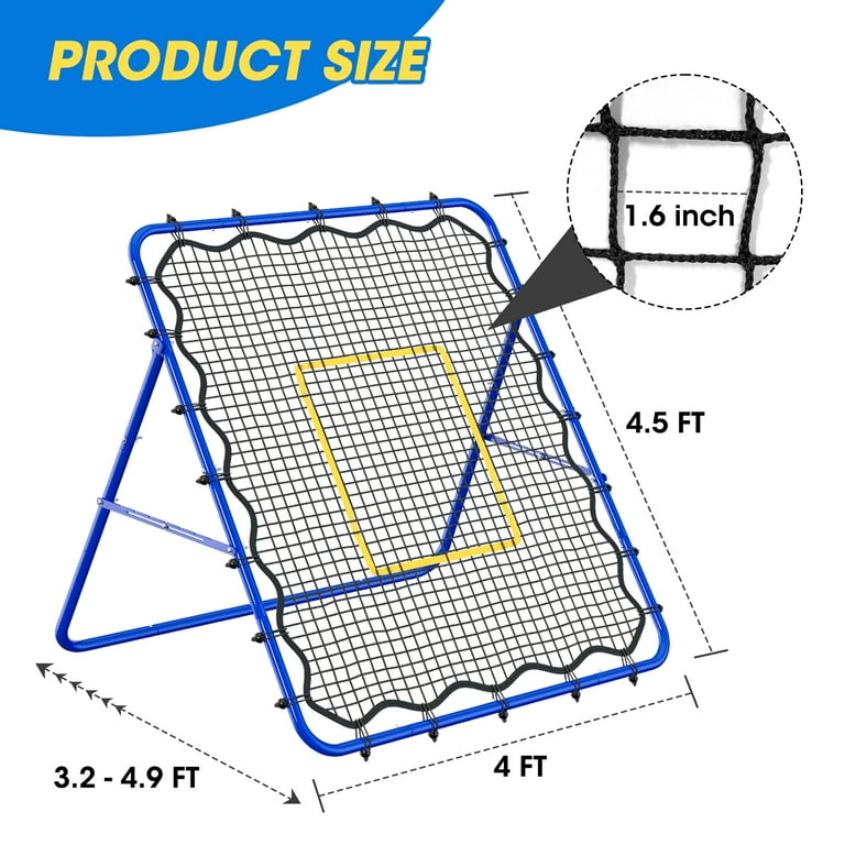 JIRTEMOT Ball's Rebounder, Volleyball Bounce Back Net for Hitting, Blocking, Serving, Setting, Portable Volleyball Trainer with 6 Ball Return Angles, 4.5x4FT