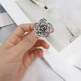 thumbnail image 4 of Vintage Rose Flower Statement Ring for Women Adjustable Open Band Stacking Rings Retro Antique Silver Exaggerated Elegant Boho Floral Wedding Promise Ring Unique Y2K Jewelry for Valentine Mother, 4 of 6
