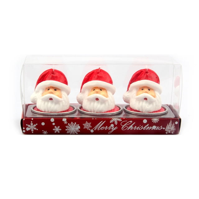 Velas Navideñas Decorativas con Diseño de Santa Claus, Ideales para Escenarios en Hoteles y Restaurantes, Incluye 3 Piezas, Colores Vibrantes, Material Duradero, Perfectas para Iluminación y