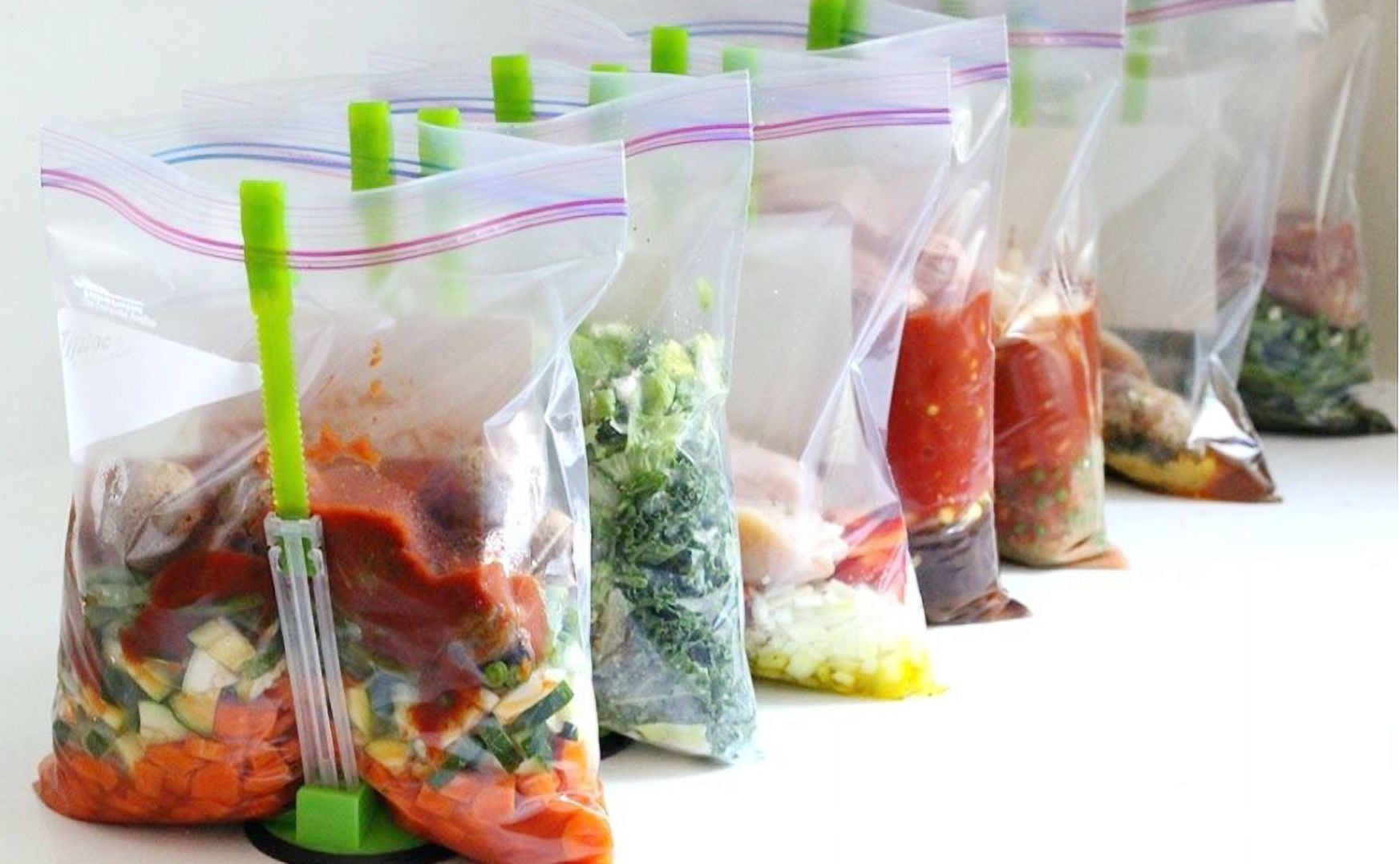 PPP (2 Pack) Baggy Rack Holder for Food Prep Bag | Meal Planning | Ziploc Bag Holder | Adjustable Freezer Bag Holder Stand | Hands Free Baggie