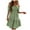 Z2-Green, variant on zaveiop Women's Roll up Short Sleeve V Neck Ruffle Hem Solid Swing Smock Dress (Hot Pink, L)