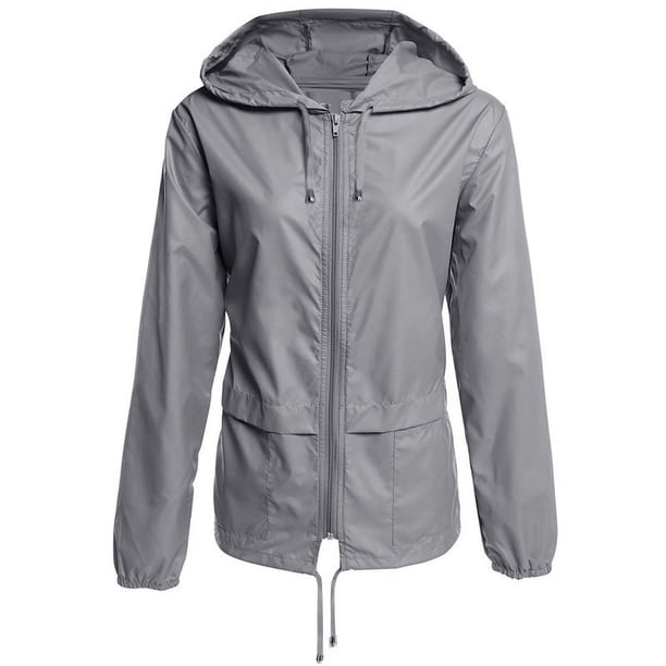 Chubasquero ligero con capucha para mujer, chaqueta impermeable para la lluvia activa al aire libre con sudaderas con capucha, chaqueta informal de manga larga ajustada con cremallera para mujer