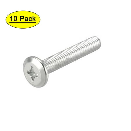 

M6x35mm Phillips Head Machine Screws Zinc Plated Cross Screw Leather Fasteners Bolts Full Thread Carbon Steel 10Pcs