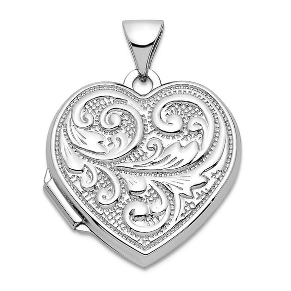 925 Sterling Silver Rhodium Plated Swirled Love You Always 18mm Heart Locket Locket Necklace for Women
