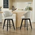 thumbnail image 3 of Bar Stools Set of 2, Counter Height Bar Swivel Chairs with Backs, Wood Legs and Footrest, Chenille Cushion, Height Adjustable, for Kitchens, Bars, Restaurants, Cafes, 3 of 9