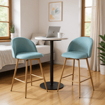 Homy Casa Set of 2 Modern Upholstered Counter Height Bar Stools with 26 Inch Seat Ergonomic Back and Footrest for Rental Apartments Dorm Dining and Temporary Breakfast Bars