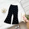 thumbnail image 2 of Karoyedx Flare Leggings for Kids Girls Toddler Baby Girl Flare Pants Bow Ruffle Elastic Waist Leggings Bell Bottoms Clothes Black Size,2-3 Years, 2 of 3