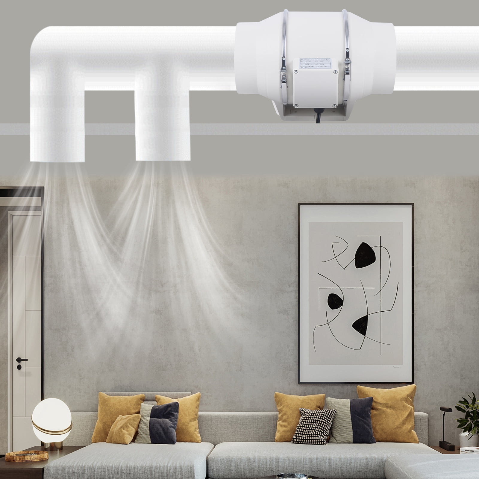 ChicHomey 110V ​​75W Pipe Fan with 540m³/h Airflow,38dB Low Noise,Moisture-proof,Exhaust Blower Fans  for Kitchen, Garage & Home Ventilation​​