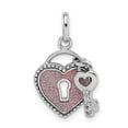 thumbnail image 2 of Sterling Silver Rhodium-plated Glitter Infused Heart and Key Pendant, 2 of 3