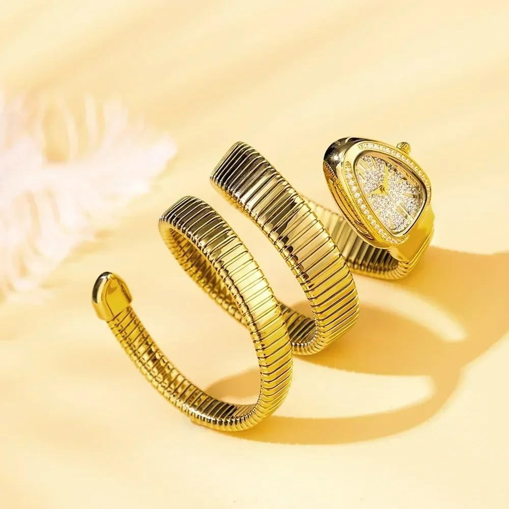 Snake Bracelet Women's Watch Gold Steel Wrapped Strap Quartz Watches Women Casual Ladies Wristwatch