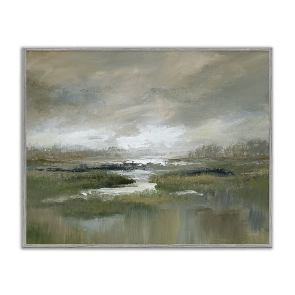 Stupell Industries Rustic Lodge Rural Stream Nature Landscape Gray Framed Giclee Art, 14 x 11, by Nan