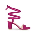 thumbnail image 3 of BLISSFUL STEP Women's Open Toe Lace up Block High Heels Sandals Hot Pink 8.5, 3 of 8
