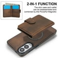 thumbnail image 4 of Decase for Samsung Galaxy S25 Edge Flip PU Leather Back Cover with 2-in-1 Detachable Magnetic Wallet with 5 Card Slots Compatible Mag-Safe and RFlD Blocking Kickstand and Wireless Charging,Brown, 4 of 6