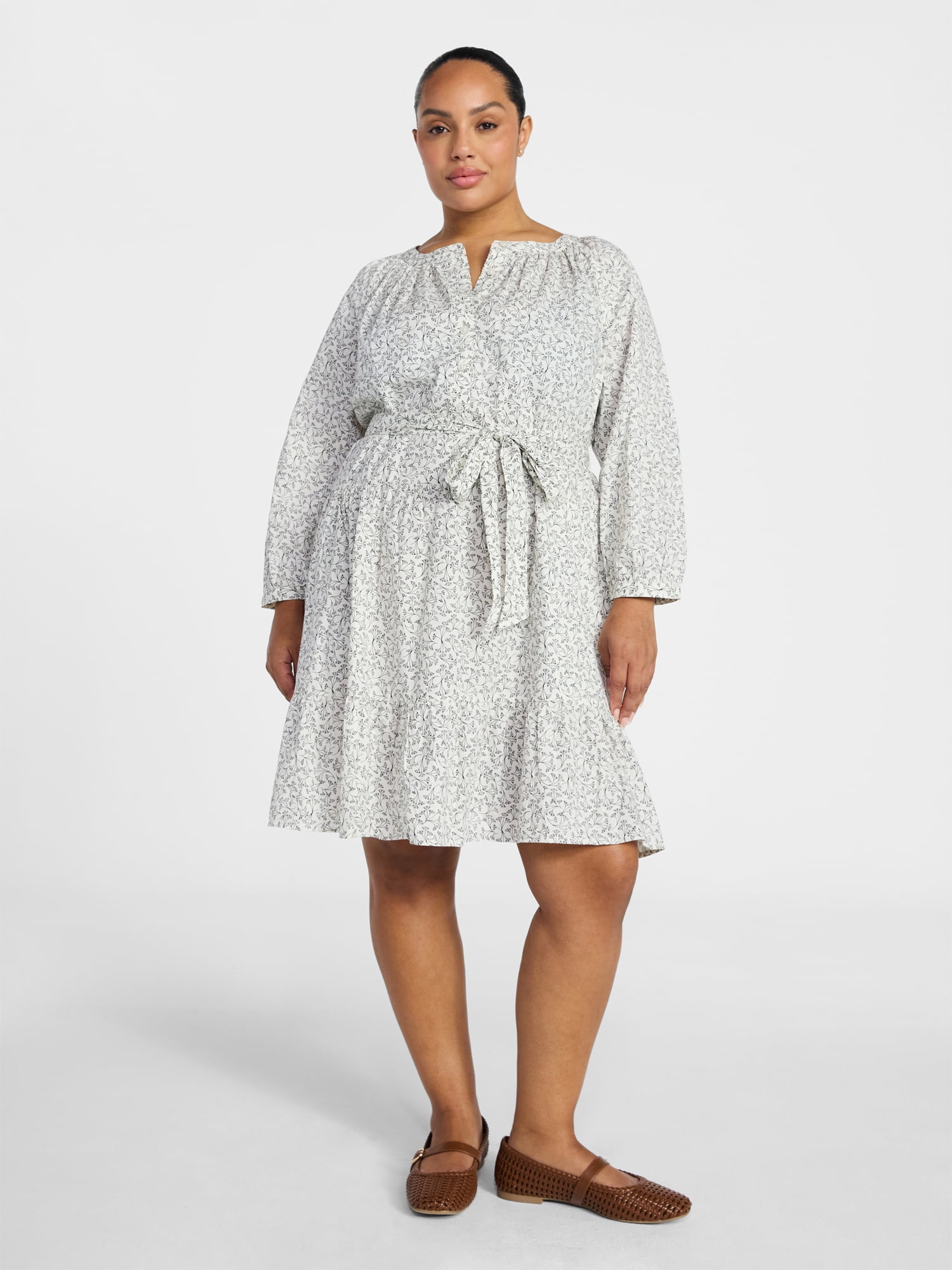 Terra & Sky Women's Plus Size Mini Tiered Shirt Dress, Sizes 0X-4X