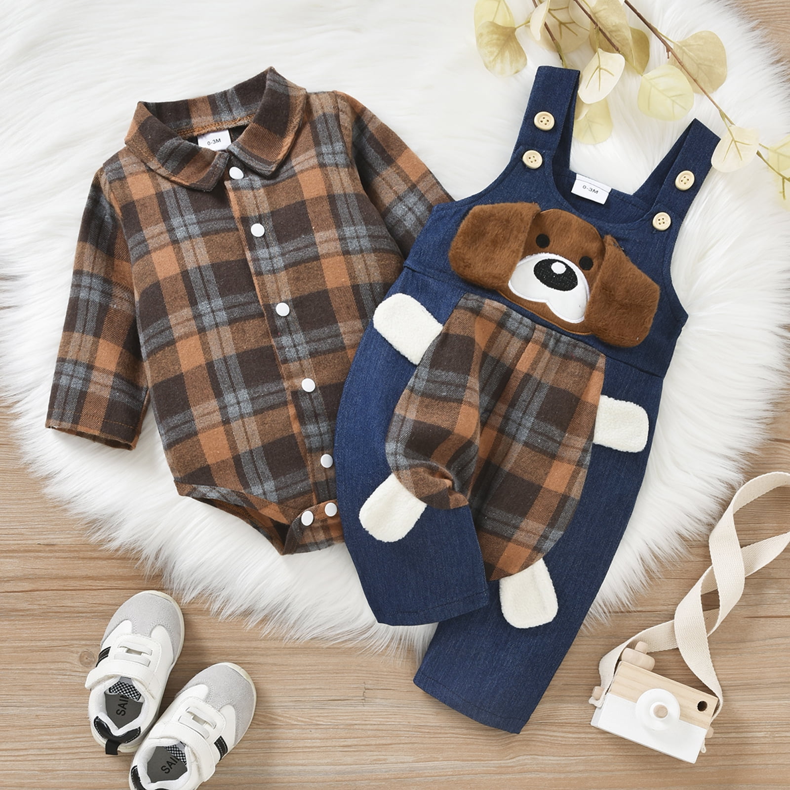 Baby plaid romper hotsell
