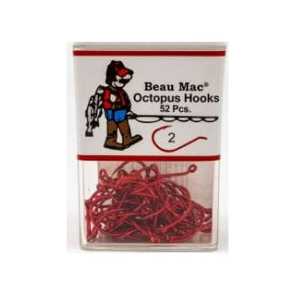 Beau Mac Octopus Hook Red Size 2 BEAUKOR-2