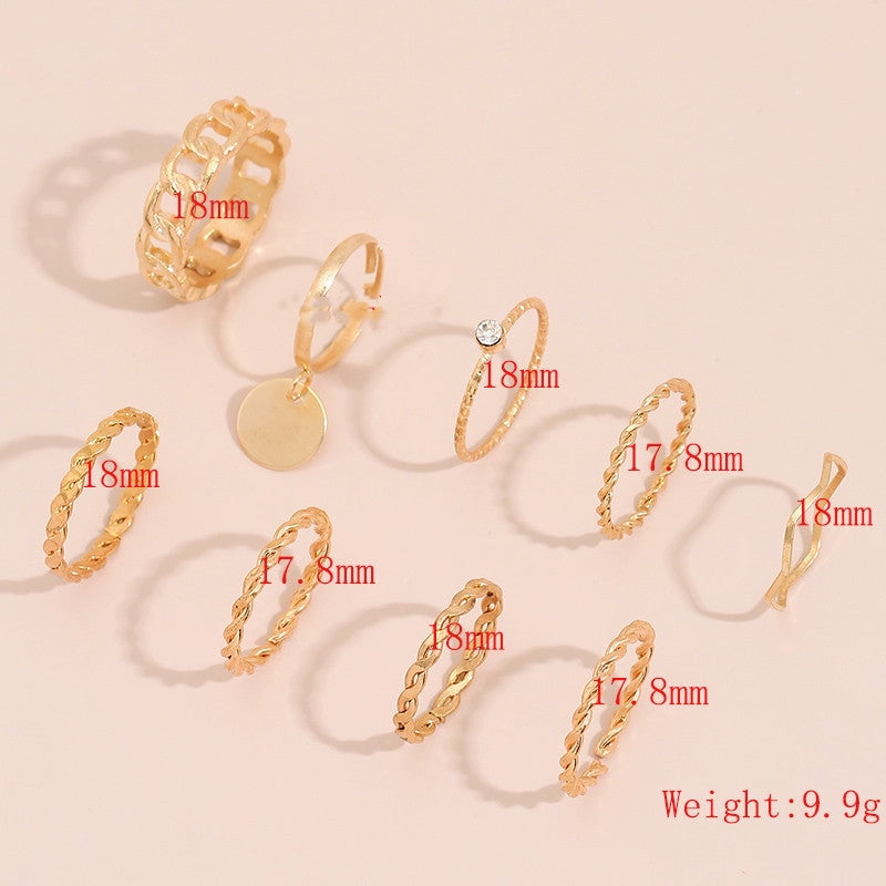 Personalized Vintage Geometry Zinc Alloy Ring Set: Fashion All-Match Rings for Everyday Wear