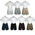 thumbnail image 1 of 3pc Set BoyToddler Formal Party Ivory Necktie White Navy Black Khaki Shorts S-4T, 1 of 2