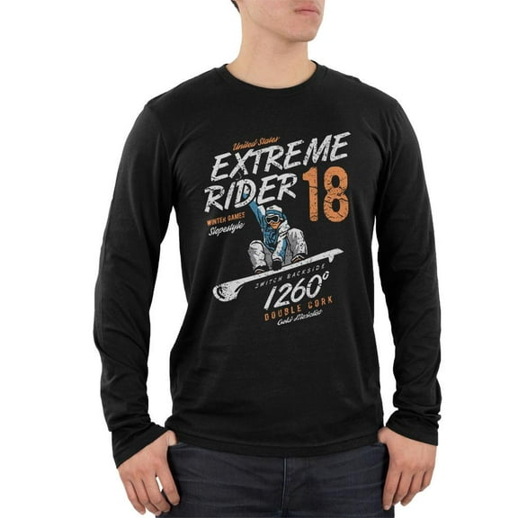 Winter Games Snowboarding Extreme Rider USA Mens Soft Long Sleeve T Shirt