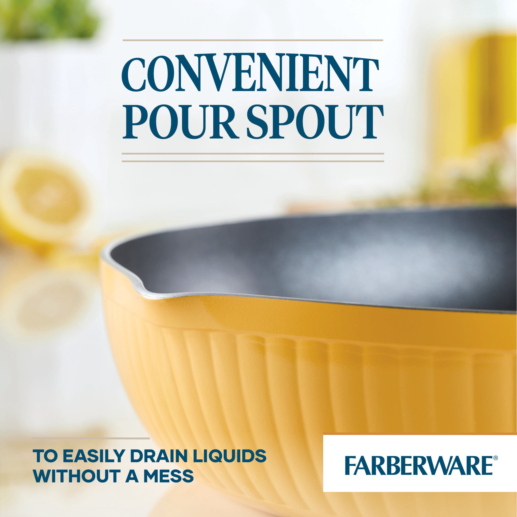 Farberware Style 11.25 Inch Nonstick Frying Pan, Dishwasher Safe and Oven Safe to 500°F, Yellow