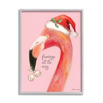 Stupell Industries Flamingo All The Way Pink Santa Claus Bird, 11 x 14, Design by Stephanie Workman Marrott