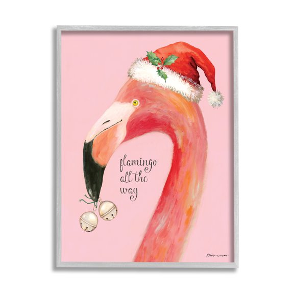Stupell Industries Flamingo All The Way Pink Santa Claus Bird, 11 x 14, Design by Stephanie Workman Marrott
