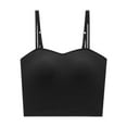 thumbnail image 5 of Wang6 Women Cropped Spaghetti Strap Camisole Ribbed Sleeveless Cami Tank Tops Causal Stretchy 2 Straps T Shirts Undershirts Black M, 5 of 5